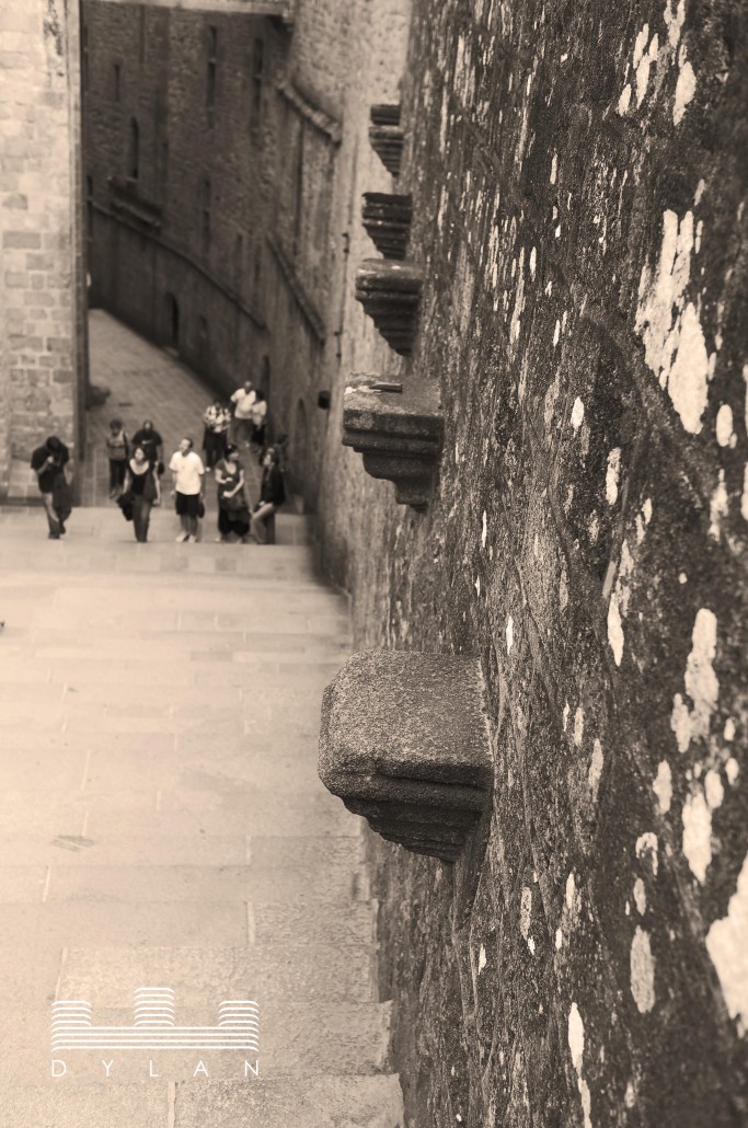 Mont St Michel - stair and wall 2
